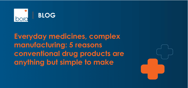Blog header: blue gradient banner with left logo, bold orange title about medicines, and an orange medical cross on the right.