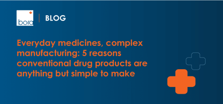 Blog header: blue gradient banner with left logo, bold orange title about medicines, and an orange medical cross on the right.